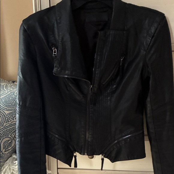 Women’s Blank NYC Black Faux Leather Moto Jacket - Sleek Asymmetric Zip - Picture 2 of 10